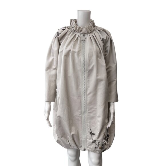 $3800 NWD Moncler Ivory Beaded Embellished Floral Full Zip Jacket size 1/S/M - Picture 1 of 15